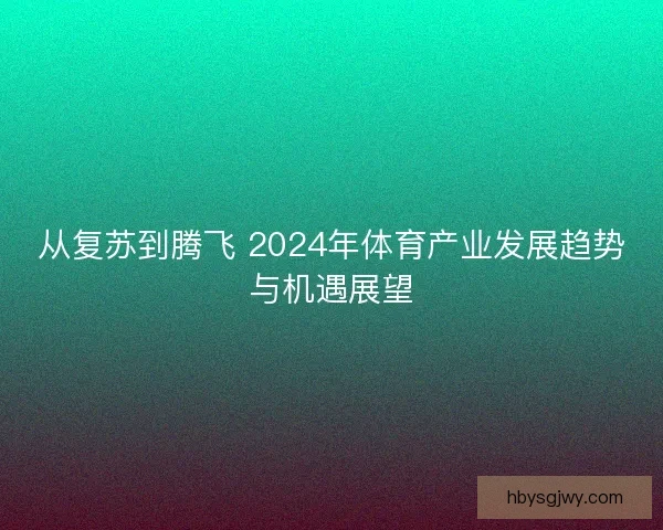 从复苏到腾飞 2024年体育产业发展趋势与机遇展望