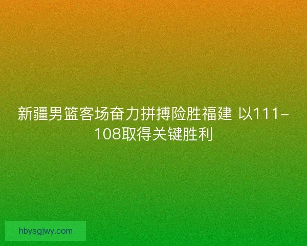 新疆男篮客场奋力拼搏险胜福建 以111-108取得关键胜利